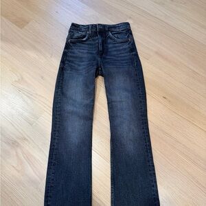Zara Gray Straight-leg Cropped Jeans